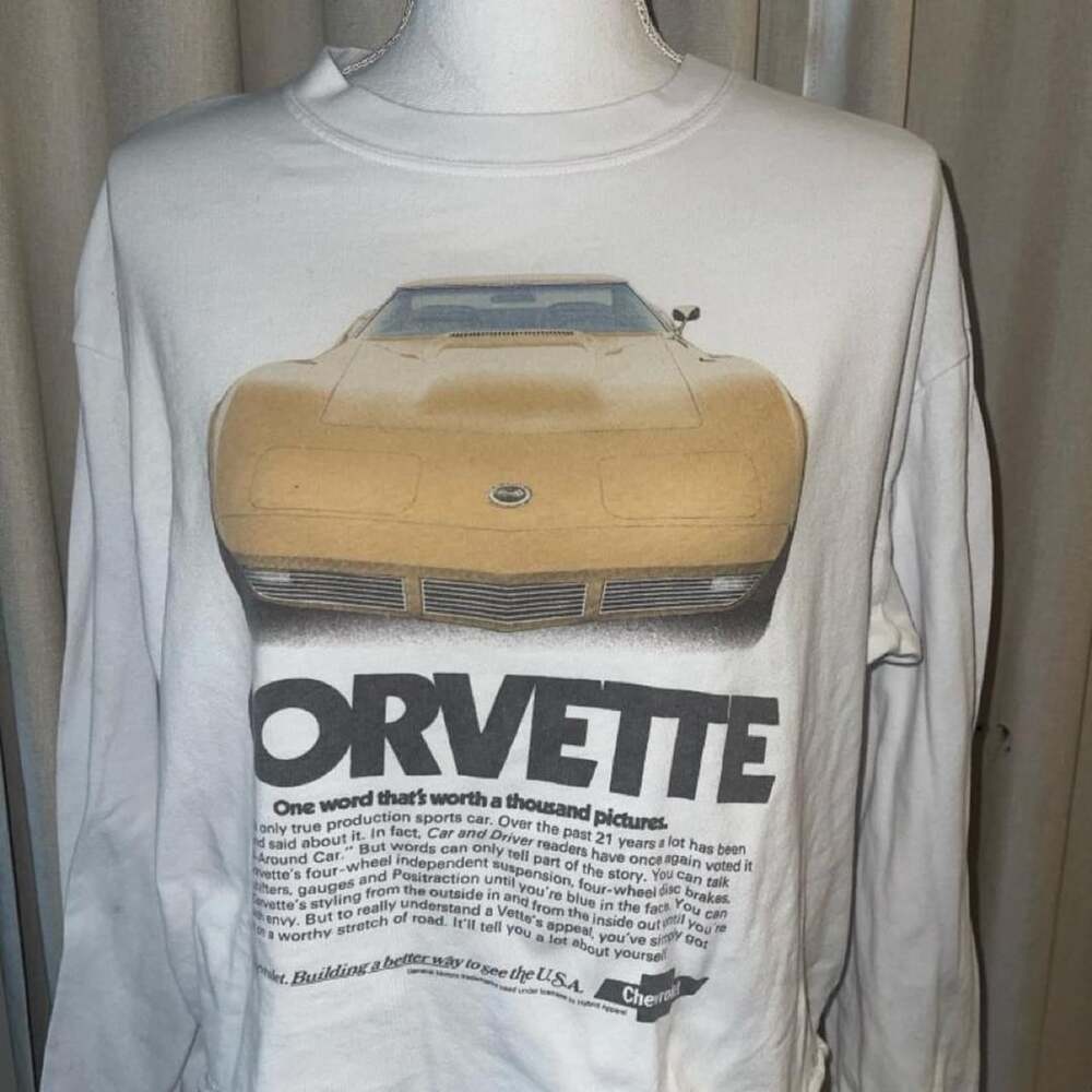 Abercrombie & Fitch Corvette Long Sleeve Graphic Tee Size M White